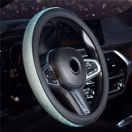 Carbon Fibre Custom Green Bandana Accessories Women Suede Leather Hot Dark Wood Decoration Boat Car Steering Wheel Cover